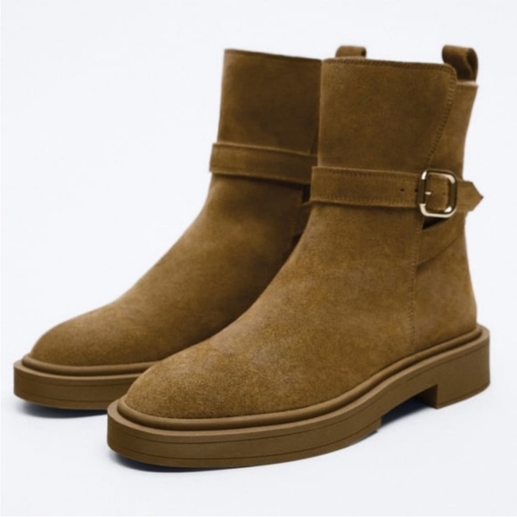 Zara Split Leather Suede Boots - Picture 1 of 7